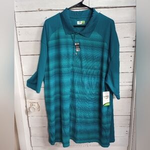 Links NWT Mens Size 3XT Short Sleeve Golf Shirt Teal Quick Dry, Moisture Manage